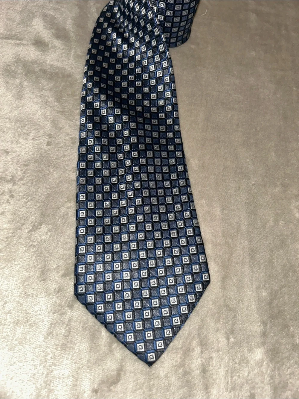 Classic Kai Long 100% Silk Navy Geometric Silk Tie - Men Accessories
